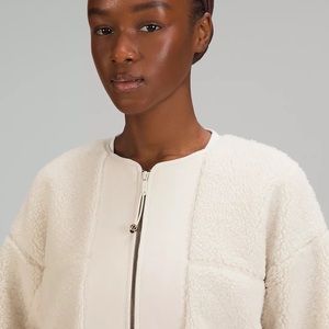 *BNWT* Lululemon White Collarless Textured Fleece Full Zip